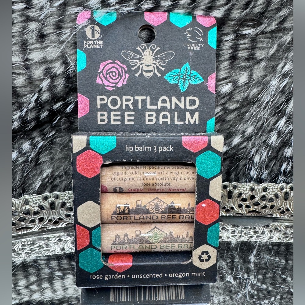 Portland Bee Balm 3 Pack - Rose Garden, Unscented and Oregon Mint Cruelty Free